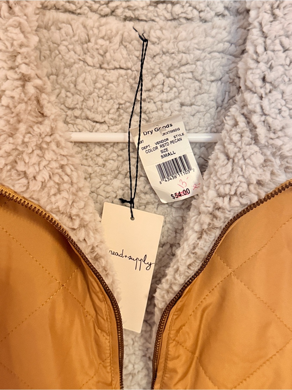 Quilted Sherpa-Lined Vest in Camel - Picture 3 of 3
